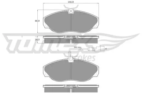 Тормозные колодки (передние) Fiat Ducato 94- R16 TOMEX TX11721