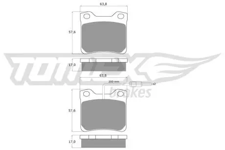 Колодки гальмівні (задні) MB Vito (W638) TDI 96-03 (+датчики) TOMEX TX1195