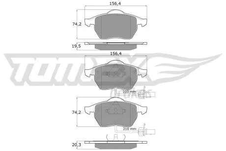Колодки гальмівні (передні) Seat Alhambra/VW Sharan 1.8-1.9TDI 95-10 (Ate)/(з датчиком) TOMEX TX1213