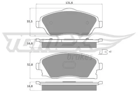 Колодки гальмівні (передні) Opel Combo 01-/Corsa C 00-09/Meriva A/Tigra 03-10 TOMEX TX1219