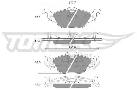 Колодки гальмівні (передні) Opel Astra G 1.2/2.0DTI 98- (Teves) Q+ TOMEX TX1221