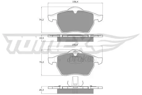 Тормозные колодки (передние) Opel Ascona/Vectra/Kadett/Omega/Corsa 75-03 TOMEX TX1225