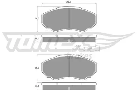 Тормозные колодки (передние) Citroen Jumper/Fiat Ducato/Peugeot Boxer 02- R15 TOMEX TX1245