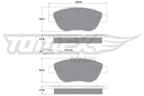 Колодки тормозные (передние) Citroen Nemo 10-/Peugeot Bipper/Fiat 500/500C 08-/Punto 12- (+датчики)) TOMEX TX1248