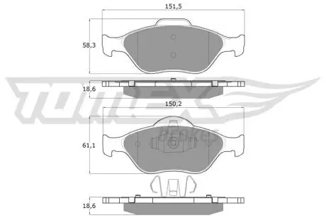 Колодки тормозні (передні) Ford Fiesta 95-10/Fusion/Ka 02-12/Puma/Mazda 121 96-03/Mazda 2 03-07 TOMEX TX1255