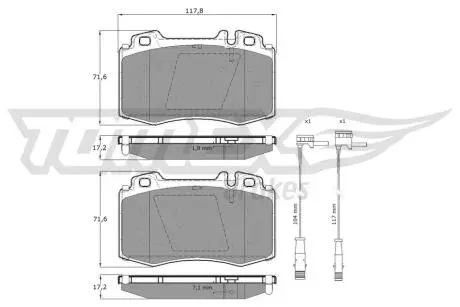 Колодки гальмівні (передні) MB C-class (W203) 02-08/M-class (W163) 98-05/S-class (W220/W221) 98-13 TOMEX TX12811