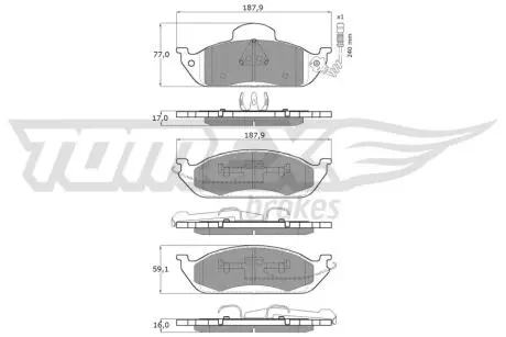 Колодки гальмівні (передні) MB M-class (W163) 98-05 (+датчик) TOMEX TX1283