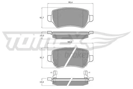Колодки гальмівні (задні) Opel Astra G/H/ Combo 01- /Kia Venga (Lucas) (з прижимною пластиною) TOMEX TX1297