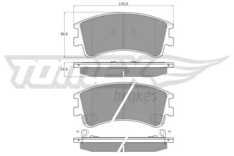 Колодки тормозные (передние) Mazda 6 02-07 TOMEX TX1303