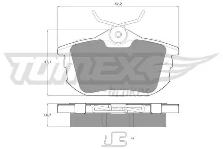 Колодки тормозные (задние) Mitsubishi Carisma/Colt/Space Star/Volvo S40 95-12 (с датчиками) (TRW) TOMEX TX1307