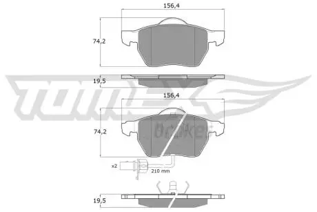 Колодки гальмівні (передні) Audi A4/A6/VW Passat 96-05 (Continenta) (з датчиками) TOMEX TX1313