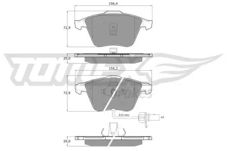Колодки тормозные (передние) Audi A6 97-05 (с датчиком) (Teves) Q+ TOMEX TX1314