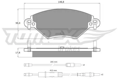 Тормозные колодки (передние) Citroen C5 01- (с датчиком) TOMEX TX1331