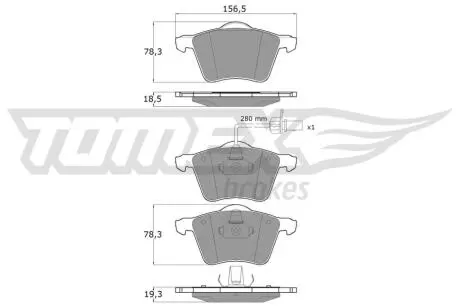 Колодки гальмівні (передні) Ford Galaxy 95-06/VW Sharan 95-10 (після пробної установки) TOMEX TX1358
