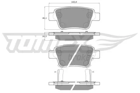 Колодки тормозные (задние) Toyota Avensis 03-08/Corolla Verso 04-09 TOMEX TX1362