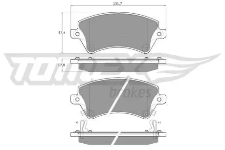 Тормозные колодки (передние) Toyota Corolla 01-14 TOMEX TX1374