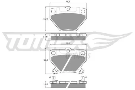 Колодки гальмівні (задні) Toyota Corolla 01-08/Prius 00-09/Yaris/Celica 99-05 TOMEX TX1377