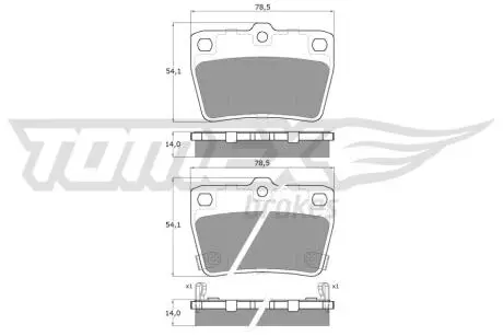Тормозные колодки (задние) Toyota Rav4 II 00-05 (Akebono) TOMEX TX1386