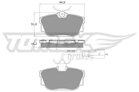 Колодки гальмівні (задні) VW T4 1.8-2.8 90-03 R15 (Lucas) Q+ (з датчиком) TOMEX TX13901