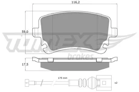 Колодки гальмівні (задні) VW T5/Multivan V 03-15 (+датчик) TOMEX TX1396