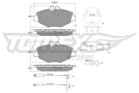 Колодки гальмівні (передні) MB E-class (W211/S211) 02-09 (+датчики)) TOMEX TX1429