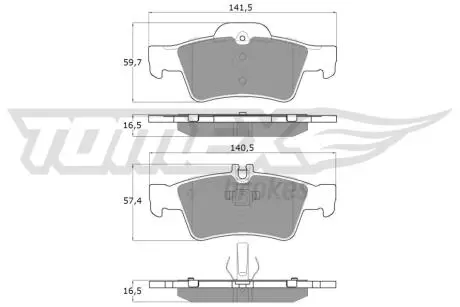 Колодки гальмівні (задні) MB C-class (W203) 04-07/E-class (W211/W212) 02-16/S-class (W220/W221) 98- TOMEX TX1430