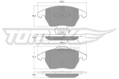 Тормозные колодки (передние) Citroen C4 04-11/Peugeot 207/308 07-14/208 12-/307 03-09/3008 09-16 TOMEX TX1438