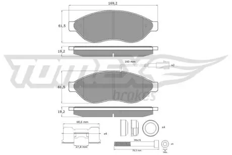 Тормозные колодки (передние) Citroen Jumper/Fiat Ducato/Peugeot Boxer 06- TOMEX TX1439