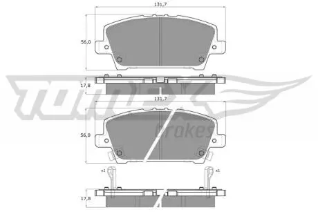 Тормозные колодки (передние) Honda Civic VIII 05- TOMEX TX1452