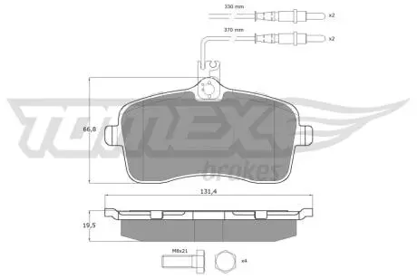 Колодки тормозные (передние) Peugeot 407 04-11 (Lucas) (с датчиком) TOMEX TX1467