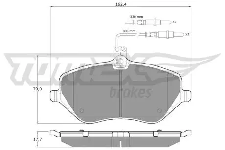 Колодки тормозные (передние) Peugeot 407 04- (Lucas) (с датчиком) TOMEX TX1468
