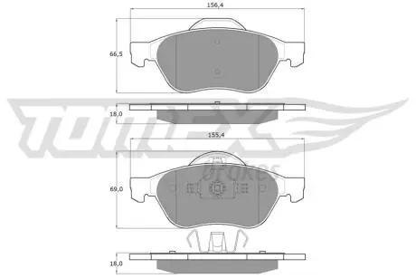 Колодки гальмівні (передні) Renault Laguna II/III 01-15/Megane II 03-/Wind 10- TOMEX TX1471