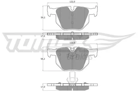 Тормозные колодки (задние) BMW X5 (E70) 06-13/(F15/F85) 13-18/X6 (E71/E72) 08-14/(F16/F86) 14-19 TOMEX TX1481