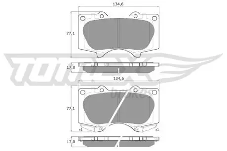 Колодки гальмівні (передні) Toyota Land Cruiser 100 98-07/Prado 02-10/Lexus LX 98-08 TOMEX TX1496