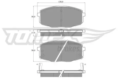 Тормозные колодки (передние) Hyundai i30 07-12/Kia Ceed 06-/Carens 02-/Cerato 09-/Soul 14- TOMEX TX1499