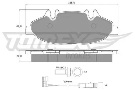 Колодки гальмівні (передні) MB Vito/Viano (W639) 03- (+датчики) TOMEX TX1502