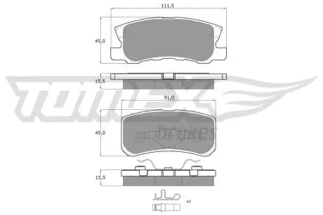 Тормозные колодки (задние) Mitsubishi Outlander/Lancer/Pajero 00- TOMEX TX1504