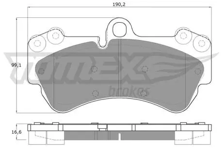 Колодки гальмівні (передні) Porsche Cayenne/VW Touareg 02-10 (Brembo) (190x99,5x16.7) TOMEX TX1516