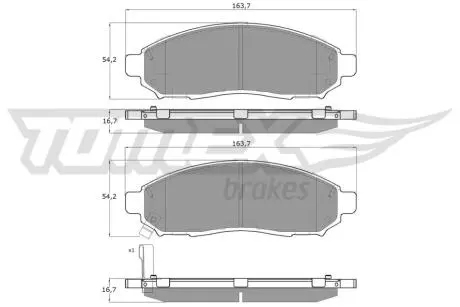 Колодки гальмівні (передні) Nissan NP300 Navara/Pathfinder III 05- TOMEX TX1528