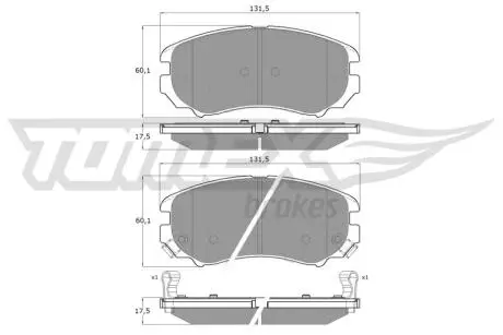 Тормозные колодки (передние) Hyundai Tucson 04-/Sonata 05-10/Grandeur 05-/Kia Opirus 06- TOMEX TX1529