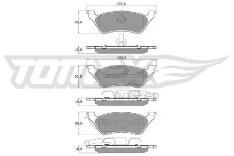 Колодки гальмівні (задні) Chrysler Voyager IV 00-08/Dodge Caravan 00-07/Jeep Cherokee 01-08 TOMEX TX1531