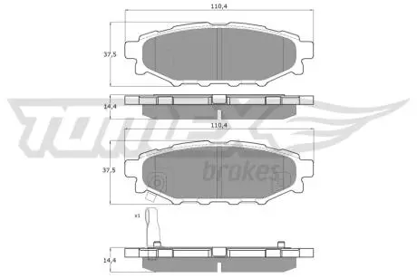Тормозные колодки (задние) Subaru Forester/Impreza 08-/Legacy 03-14/Outback 03-/Toyota GT 12- TOMEX TX1537
