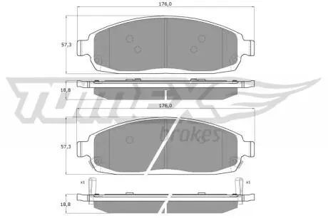 Колодки гальмівні (передні) Jeep Grand Cherokee III/IV 04-/Commander 05-10 (Akebono) TOMEX TX1552