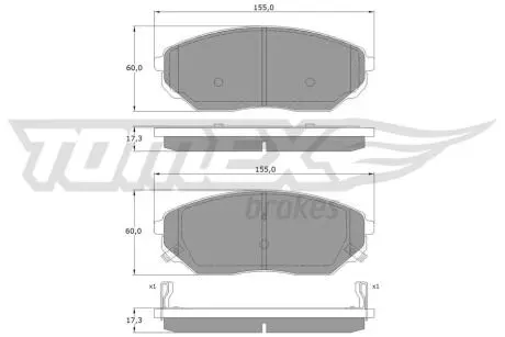 Тормозные колодки (передние) Kia Sorento I 02- TOMEX TX1553