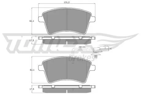 Тормозные колодки (передние) Renault Kangoo 08- TOMEX TX15841