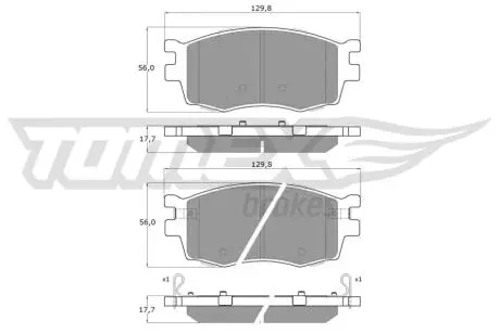 Колодки гальмівні (передні) Kia Rio II 05-/Hyundai i20 08-15/Accent 05-10 TOMEX TX1627