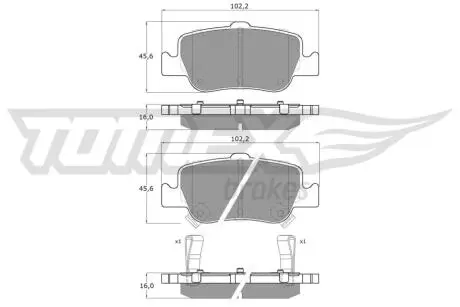 Тормозные колодки (задние) Toyota Auris 06-/Corolla 1.3-2.0D 12- (Bosch) Q+ TOMEX TX1629