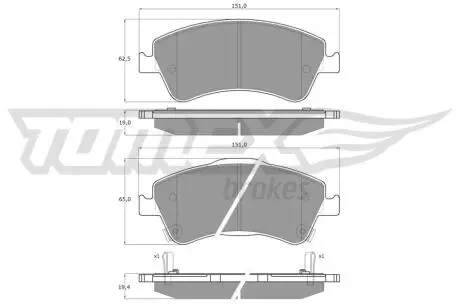 Тормозные колодки (передние) Toyota Auris/Avensis 1.6-2.0 D-4D 08- (Bosch) TOMEX TX1630