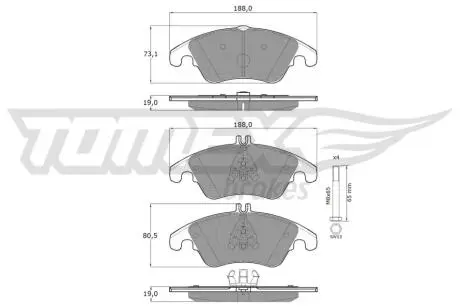 Тормозные колодки (передние) MB C-class (W204/C204)/E-class (C207/A207) 07- (Lucas) TOMEX TX1631