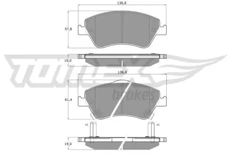 Тормозные колодки (передние) Toyota Avensis 1.6-2.0 D-4D 08- (Bosch) Q+ TOMEX TX1645
